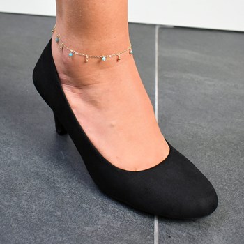 Anklet chain natural stones Apatite pendants Gold plated 750 3 microns