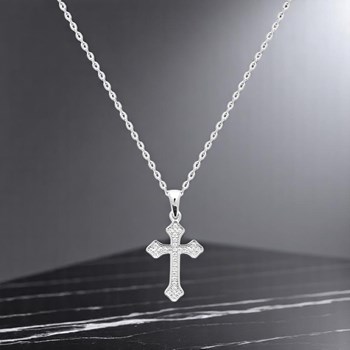 Zirkonium Oxides 925 Zilver Rhodium Kruis Ketting