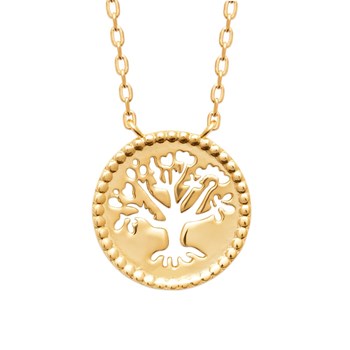 Opengewerkte levensboom ketting in een cirkel 750 verguld 3 micron