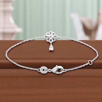 Bracelet arabesque floral goutte d'oxyde de zirconium Argent 925 Rhodié