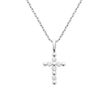 Necklace cross zirconium oxides Silver 925 Rhodium plated