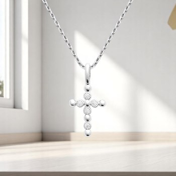 Necklace cross zirconium oxides Silver 925 Rhodium plated