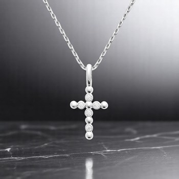 Necklace cross zirconium oxides Silver 925 Rhodium plated