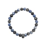 Bracelet tête de mort acier Sodalite pierres naturelles