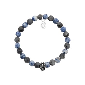 Bracelet tête de mort acier Sodalite pierres naturelles