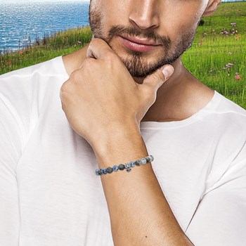 Bracelet tête de mort acier Sodalite pierres naturelles