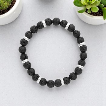 Bracelet Pierre de Lave pierres naturelles Acier