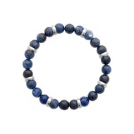 Bracelet pierres naturelles Jaspe bleu Acier