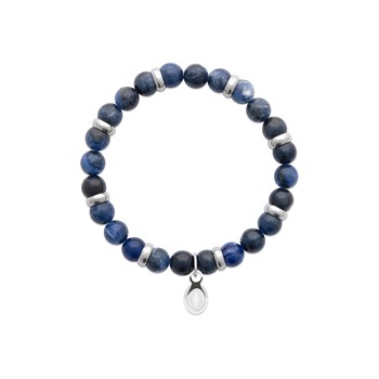 Bracelet pierres naturelles Jaspe bleu Acier