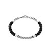 Bracelet perles de pierres naturelles Agate acier effet tressé - vue V1