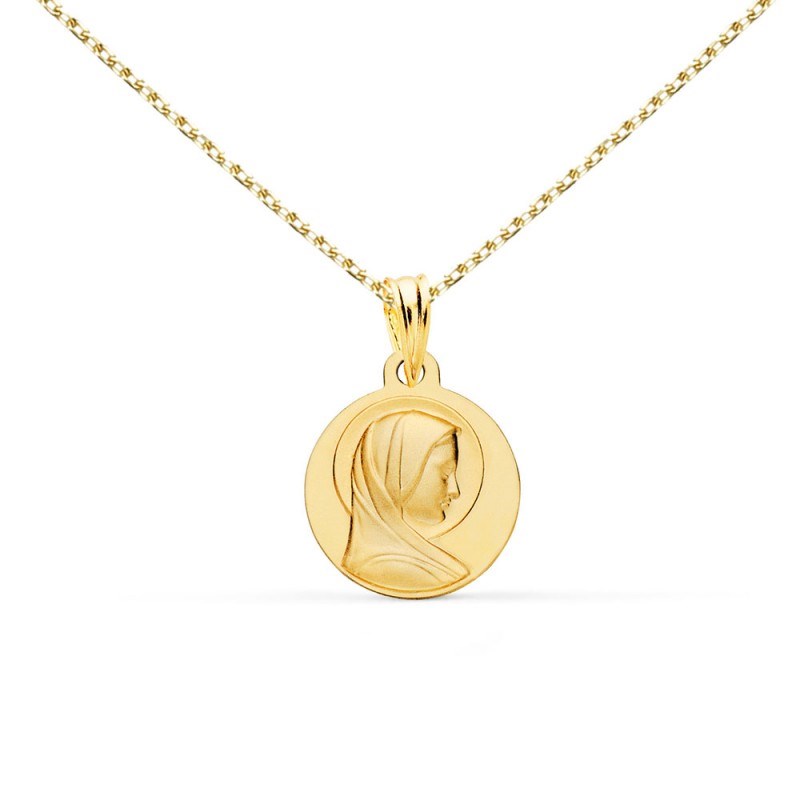 Collier - Médaille Vierge Marie Or Jaune - Chaîne Dorée - Gravure Offerte