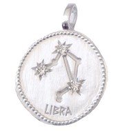 Pendentif médaille constellation de la balance zodiaque en argent + chaine