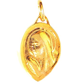 Pendentif Médaille Vierge Marie baptême en plaqué or + chaine