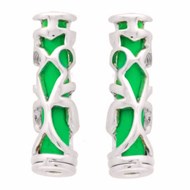Boucles d'oreilles puces tiki polynésien vert jade symbole force en argent 1,7cm