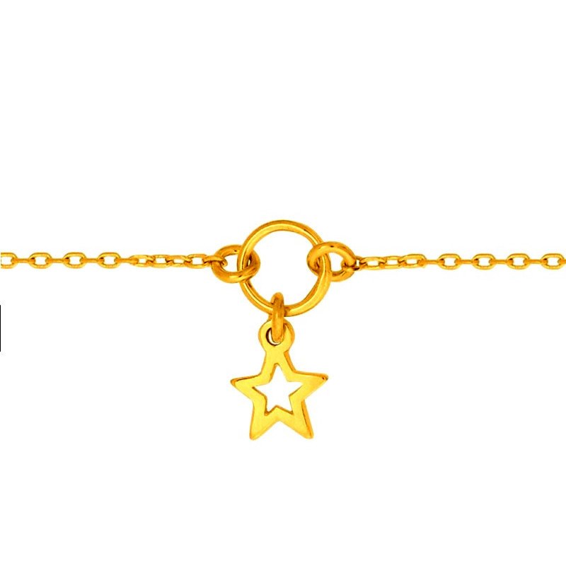 Chaine de cheville femme enfant breloque étoile en plaqué or 23-25 cm