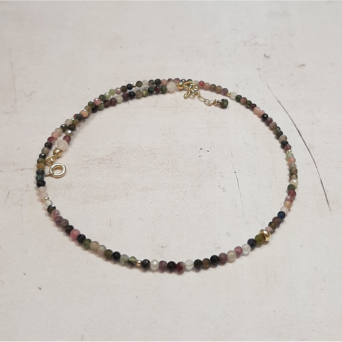 Collier Tourmaline Multicolore et Argent 925 Doré - vue 2