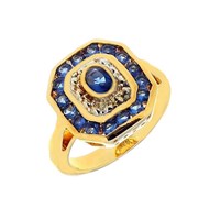 Bague marquise taille 50 à 62 carré alternés cz bleu saphir & cristal en plaqué or