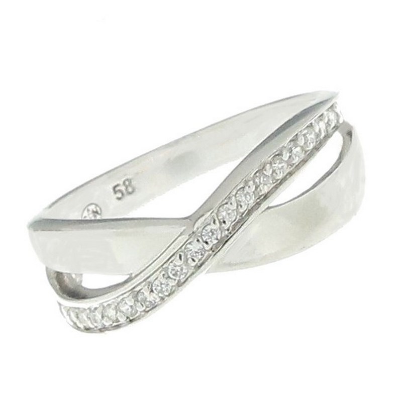 Bague alliance femme entrelacée taille 50 à 60 cz cristal en argent EN1