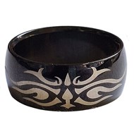 Bague anneau taille 52-66-68 tribal noir en acier ruthénium inoxydable