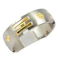 Bague homme femme taille 54-66 en acier inoxydable graphique argenté et doré