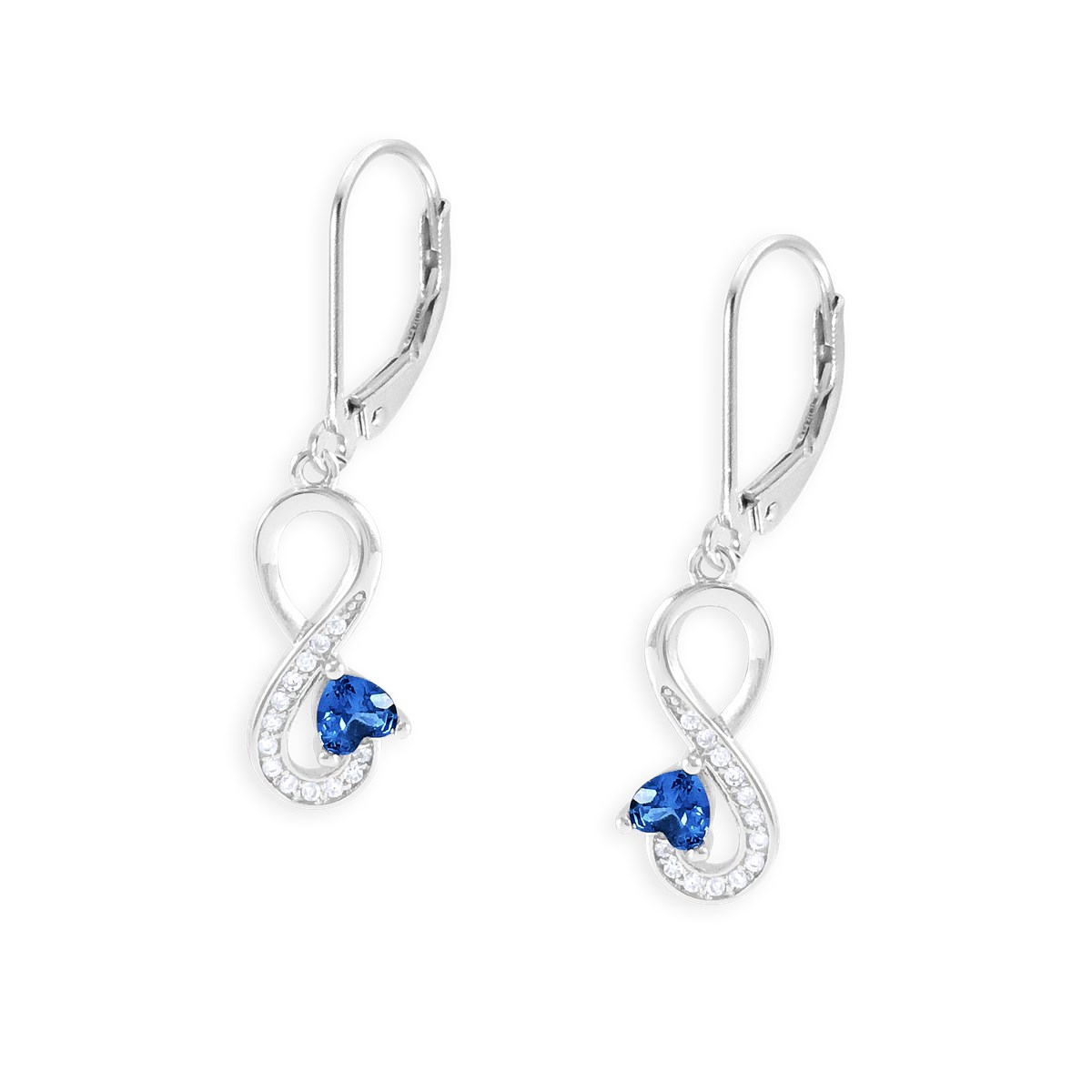 Boucles d'oreilles en argent 925 rhodié avec oxydes de zirconium teinté bleu