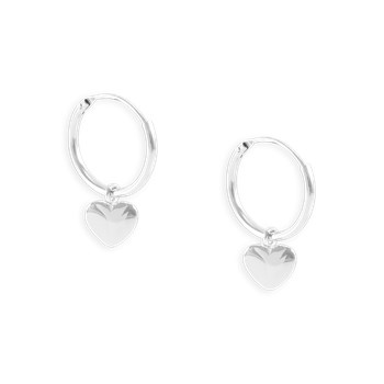 Heart earrings in rhodium-plated 925 sterling silver