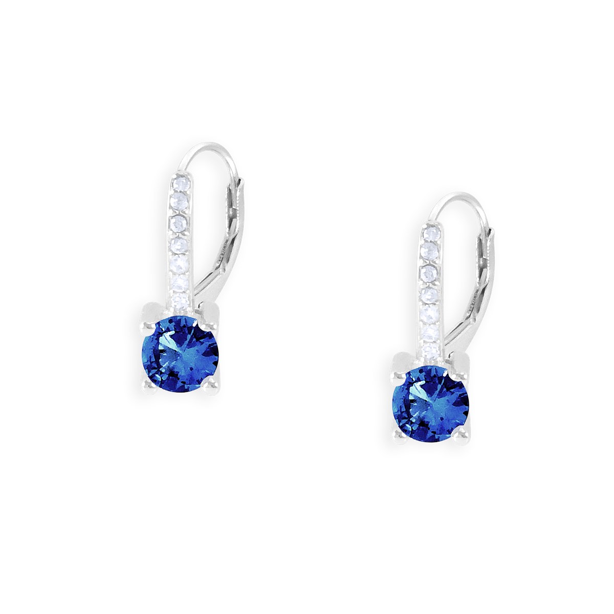 Boucles d'oreilles en argent 925 rhodié avec oxydes de zirconium teinté bleu