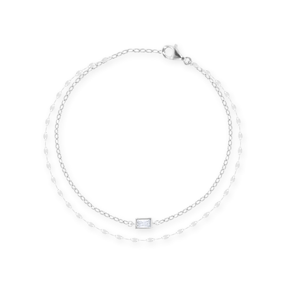 Bracelet en argent 925 rhodié avec oxydes de zirconium