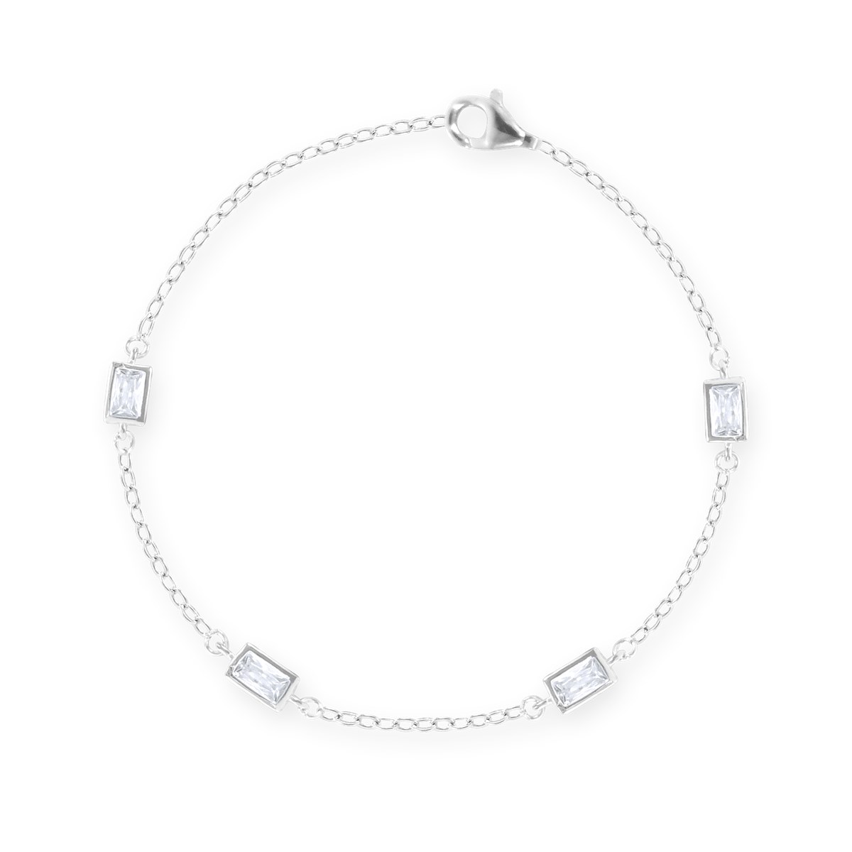 Bracelet en argent 925 rhodié avec oxydes de zirconium