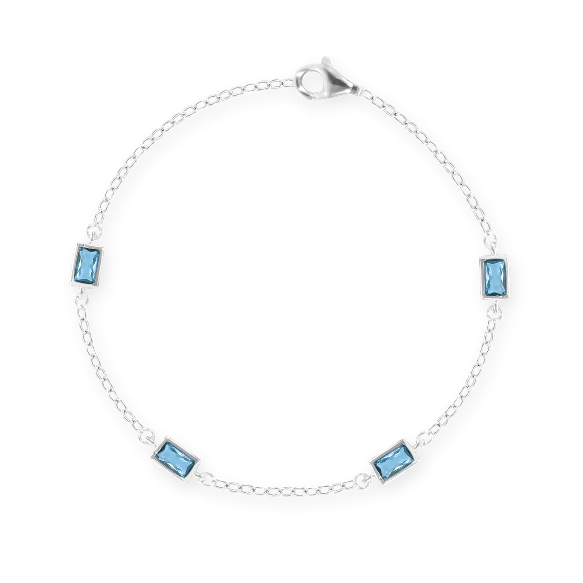 Bracelet en argent 925 rhodié avec oxydes de zirconium teintés bleu
