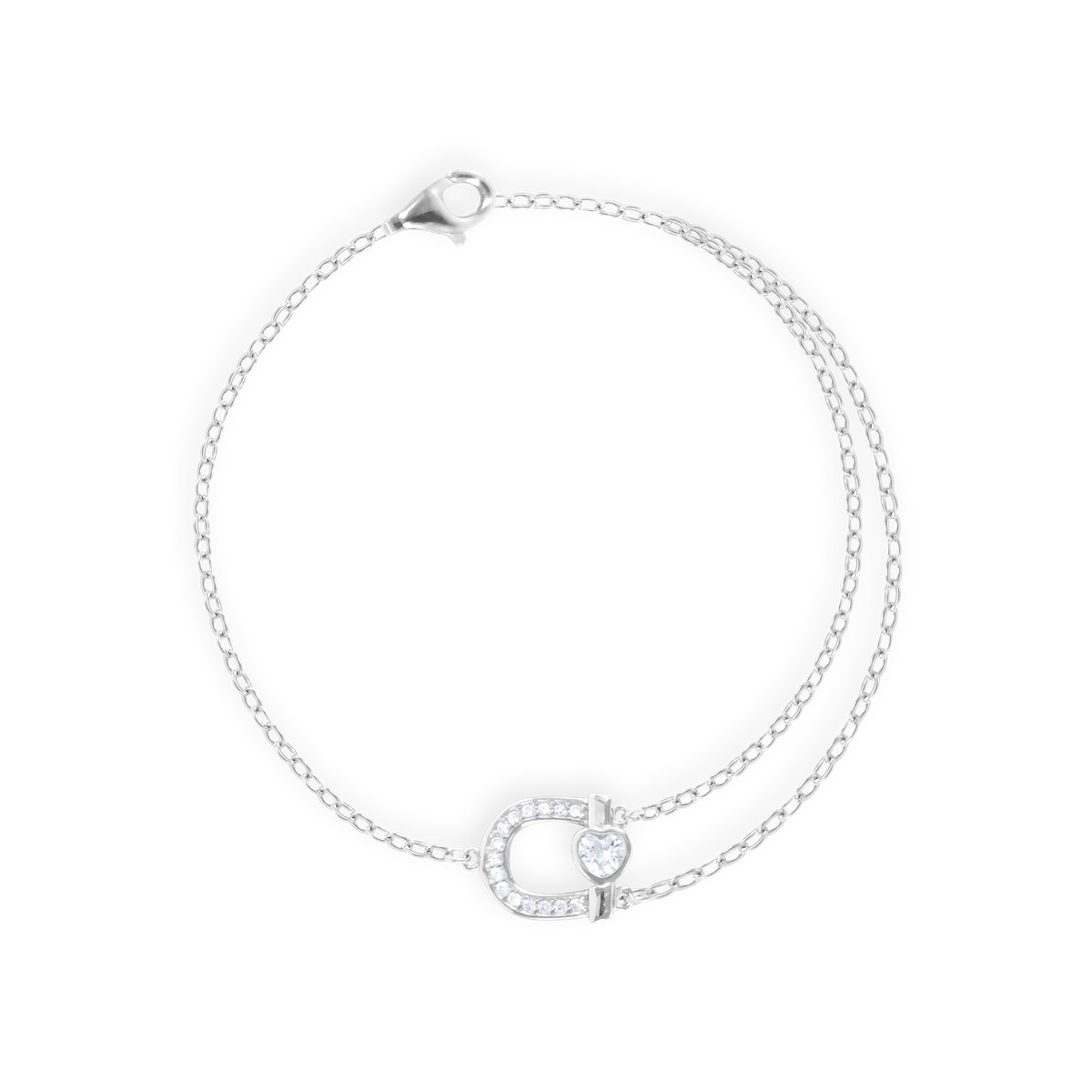 Bracelet en argent 925 rhodié avec oxydes de zirconium