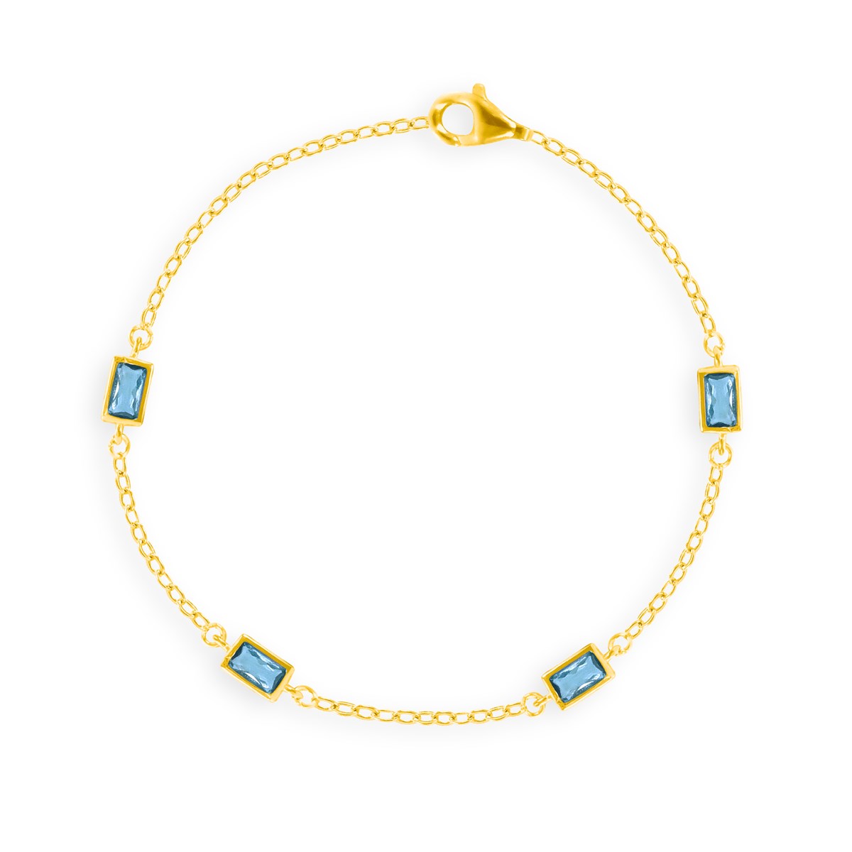 Bracelet plaqué or avec oxydes de zirconium teintés bleu