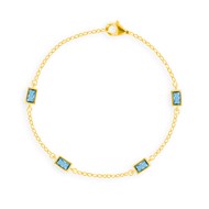 Bracelet plaqué or avec oxydes de zirconium teintés bleu