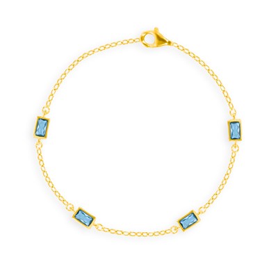 Bracelet plaqué or avec oxydes de zirconium teintés bleu NEOLIA