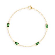 Bracelet plaqué or avec oxydes de zirconium teintés vert