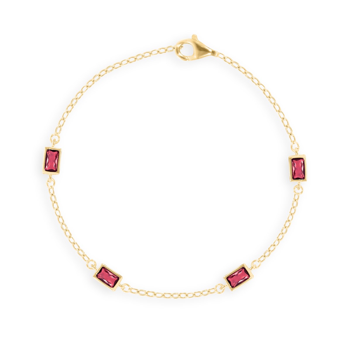 Bracelet plaqué or avec oxydes de zirconium teintés rouge
