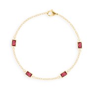 Bracelet plaqué or avec oxydes de zirconium teintés rouge