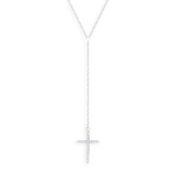 Collier croix en argent 925 rhodié avec oxydes de zirconium