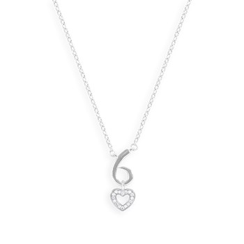 Collier coeur en argent 925 rhodié avec oxydes de zirconium