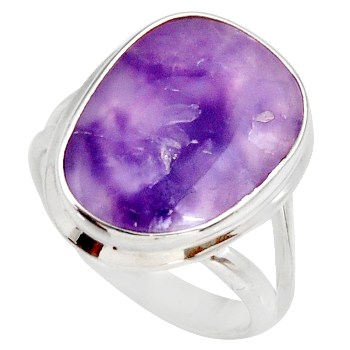 Bague en argent Taille 55 sertie d'une opale violette 1,7cm gxi390