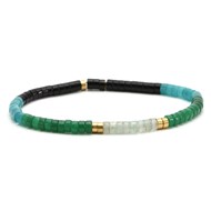 Bracelet Perles Heishi  Jaspe Vert Agate Noir 4mm