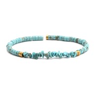 Bracelet Perles Heishi Et Perles Chips Turquoise-Medium-18cm