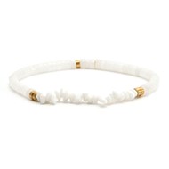 Bracelet Perles Heishi Et Perles Chips Blanc-Medium-18cm