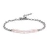 Bracelet Chaine Acier Perles Heishi 4mm Quartz Rose - vue V1