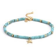 Sixty Stones - 60 - Chaîne De Cheville Dorée Perles Heishi Turquoises étoile De Mer - 25 X 0,4 Cm