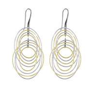 Boucles D'oreilles Argent Doré Bicolore Rondes Spirales