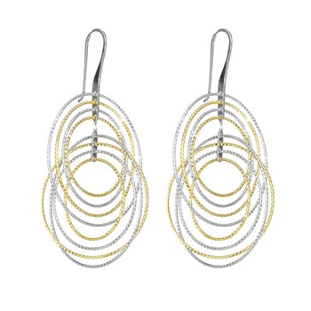 Round Spiral Bicolor Gold Silver Earrings