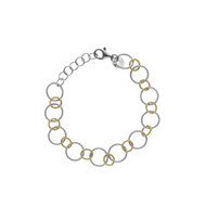 Bracelet Argent Rhodié Bicolore Cercles Diamantés