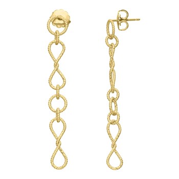 Boucles D'oreilles En Argent Doré Diamanté Torsadée