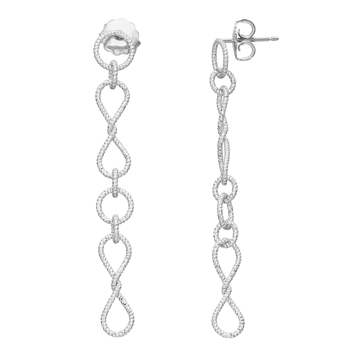 Boucles D'oreilles En Argent Rhodié Diamanté Torsadée